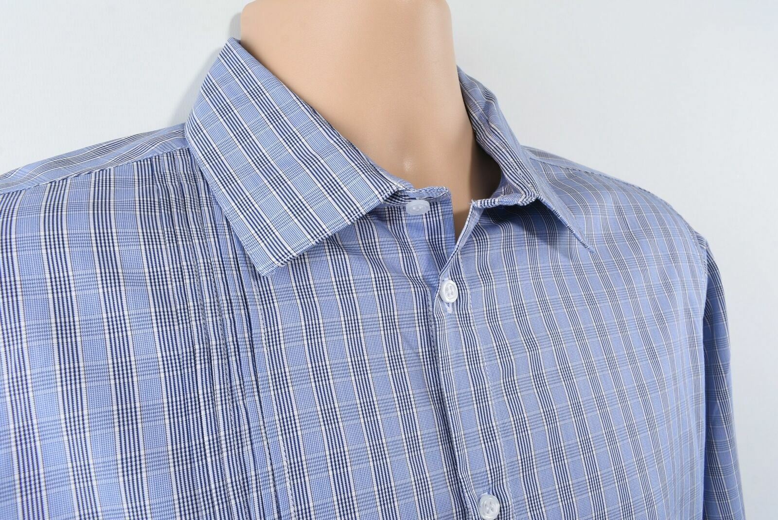 KARL LAGERFELD Men's Blue Checked Long Sleeved Shirt- size L / UK 40