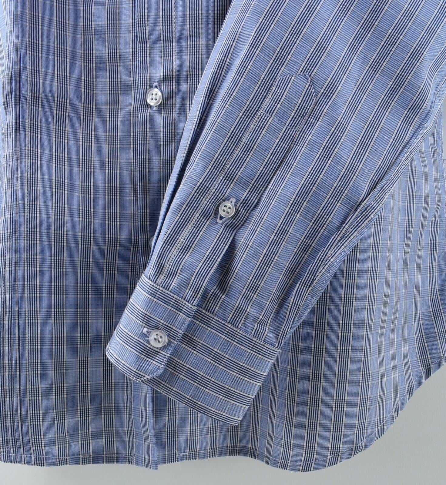 KARL LAGERFELD Men's Blue Checked Long Sleeved Shirt- size L / UK 40