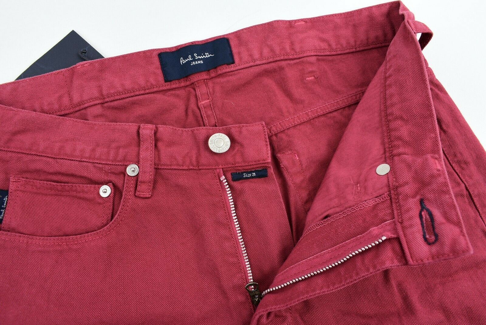 PAUL SMITH Men's Slim Leg Denim Jeans, Burgundy Red, size W29 R