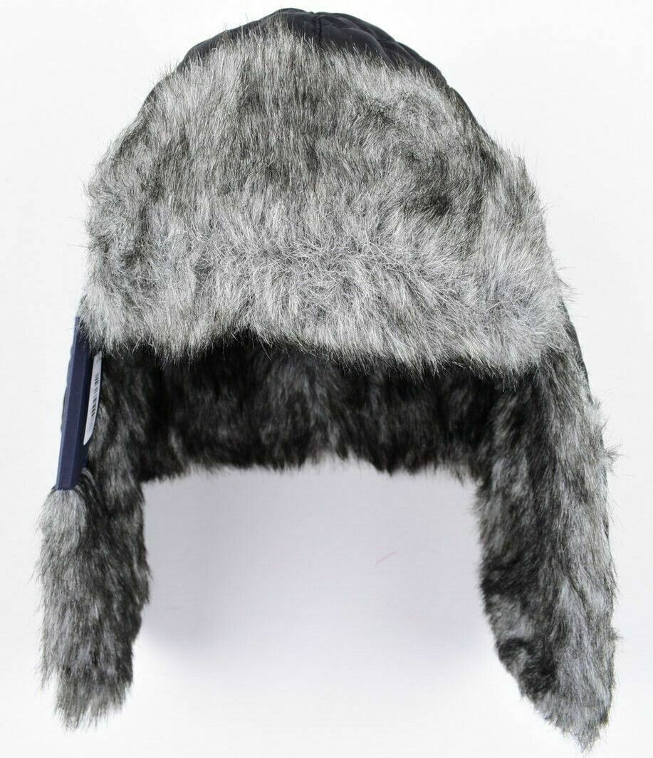 TOMMY HILFIGER Men's Women's Trapper Hat, Quilted, Faux Fur Lined, Black