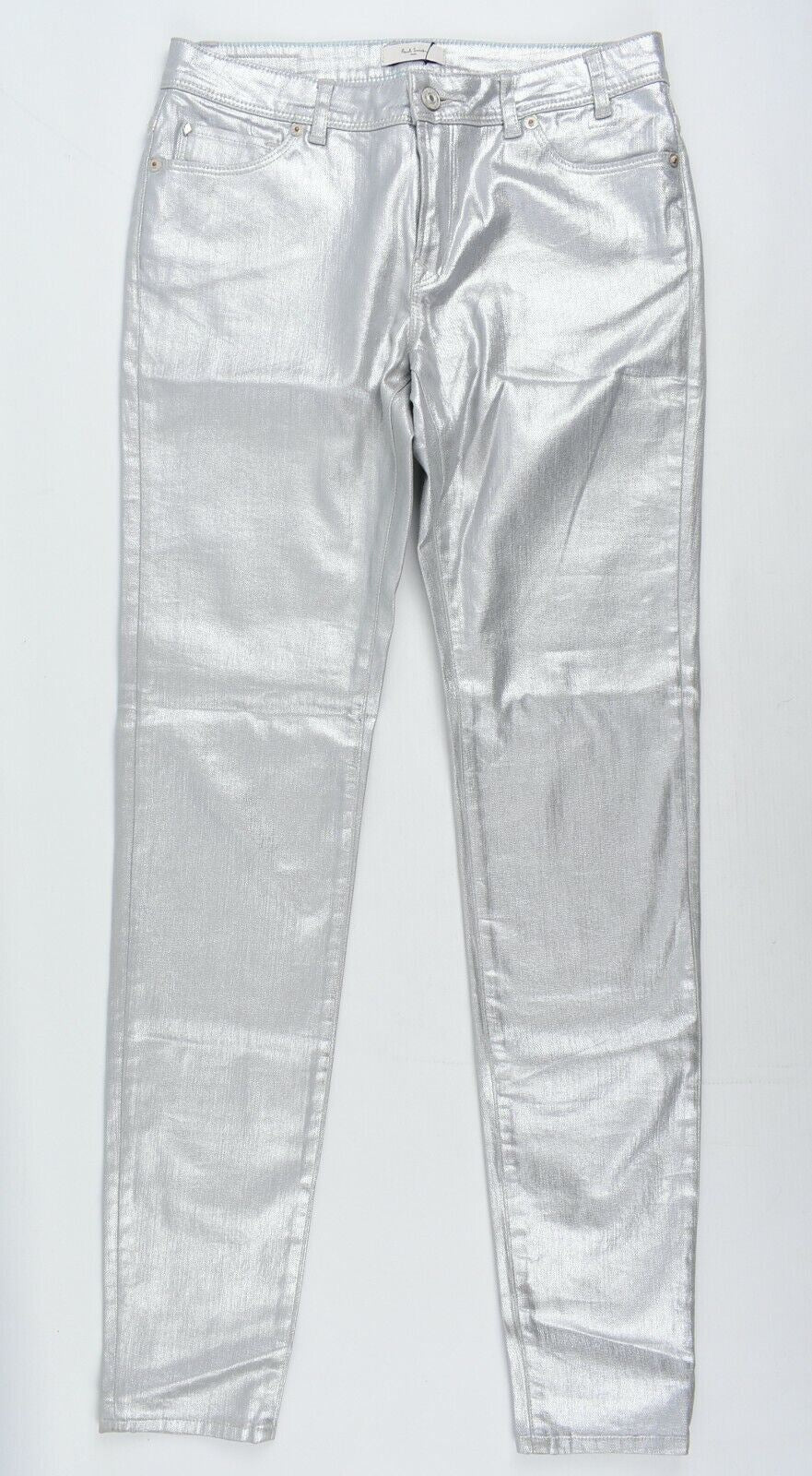 PAUL SMITH Women's Metallic Silver Skinny Pants Jeans, size W28