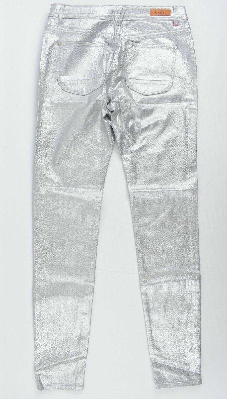 PAUL SMITH Women's Metallic Silver Skinny Pants Jeans, size W28