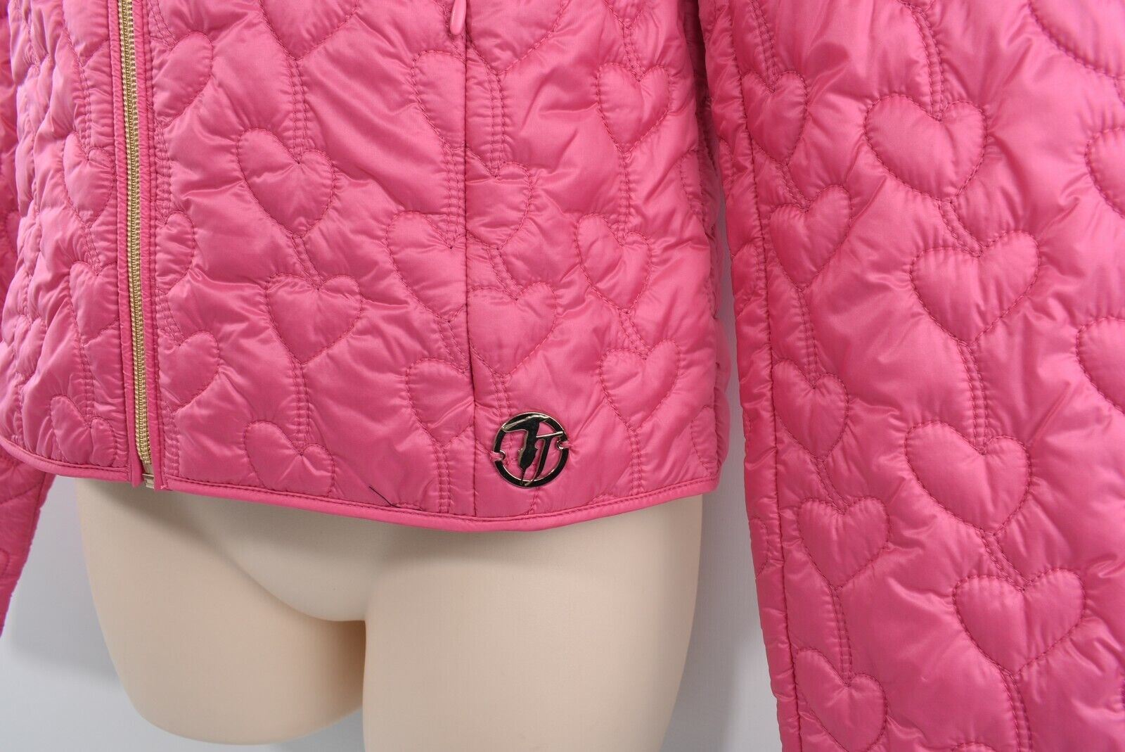 TRUSSARDI Pink Quilted Nylon Jacket, Regular Fit, size UK 10