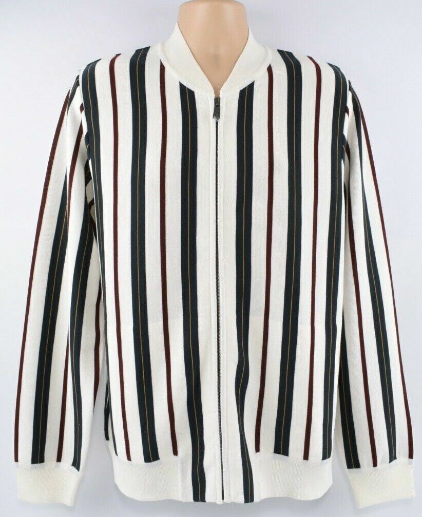 KENT & CURVEN Men's Woolen Striped Zip Through Cardigan, size XL