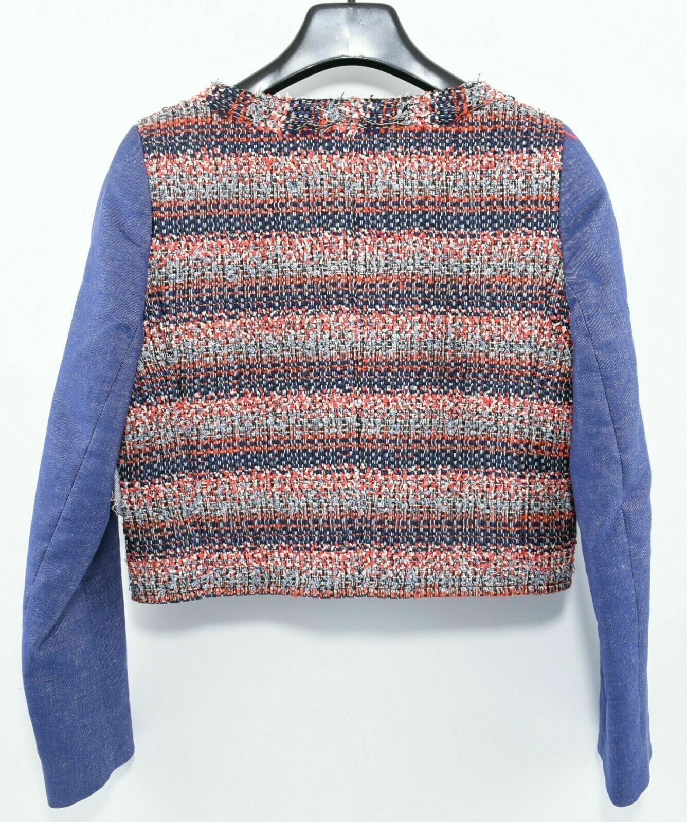CARVEN Women's Crop Zip Blue/Multicoloured Tweed Jacket, size UK 12