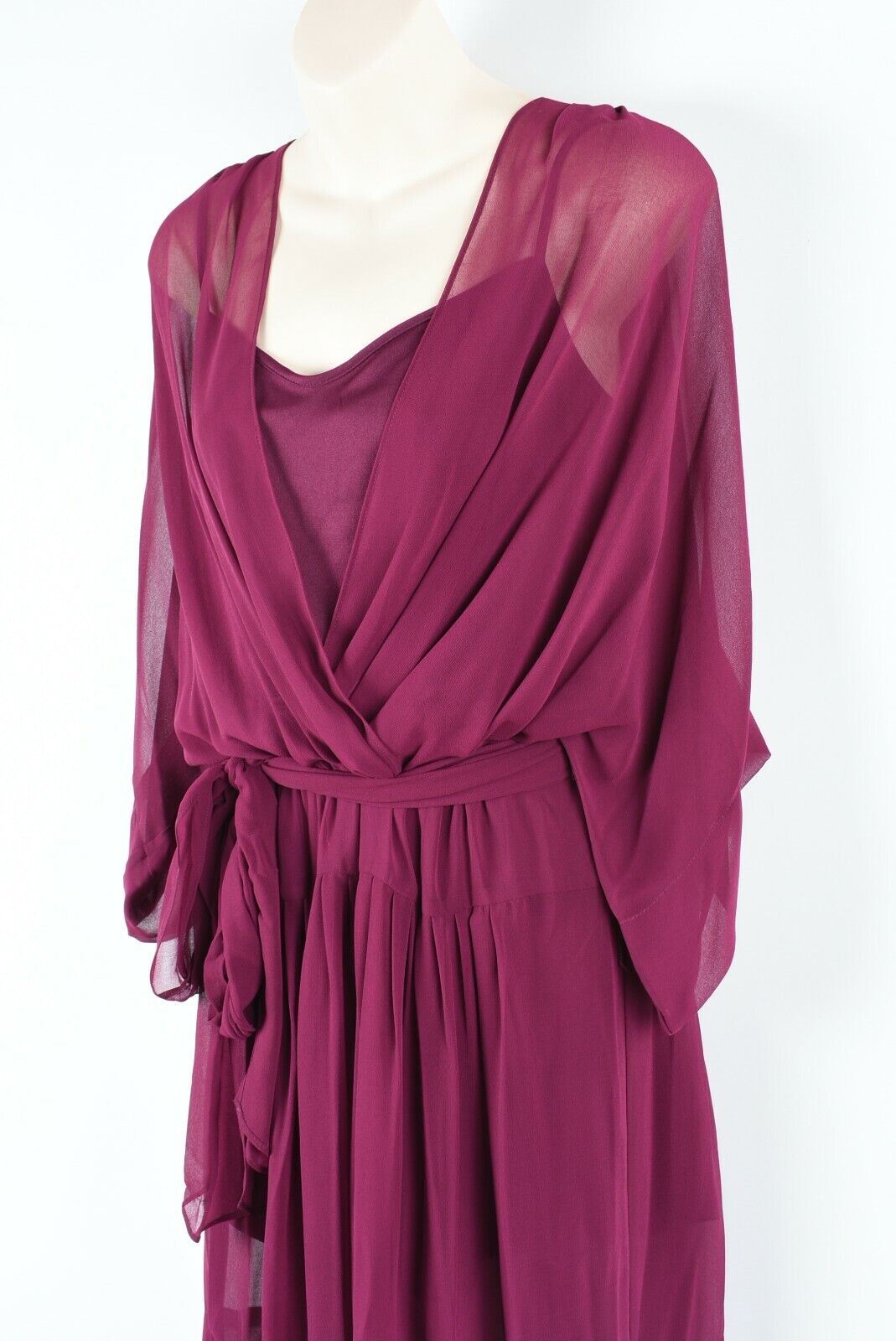 LAUREN RALPH LAUREN Women's AVALA Chiffon Dress, Ruby Red, size UK 12
