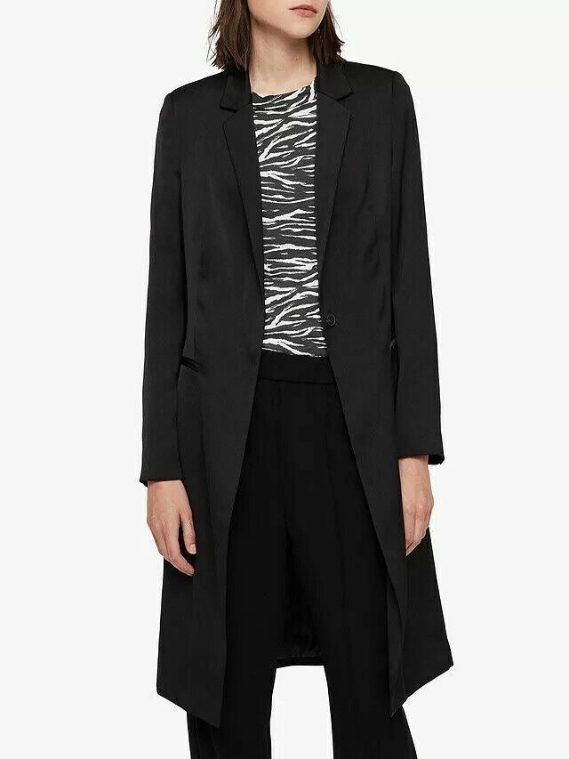 ALLSAINTS Women’s NEHRU SATIN Coat, Jacket, Black, size UK 10