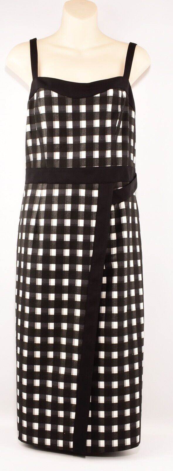 MARIA GRAZIA SEVERI Women's Black Checked Midi Dress, size UK 18 / IT 50