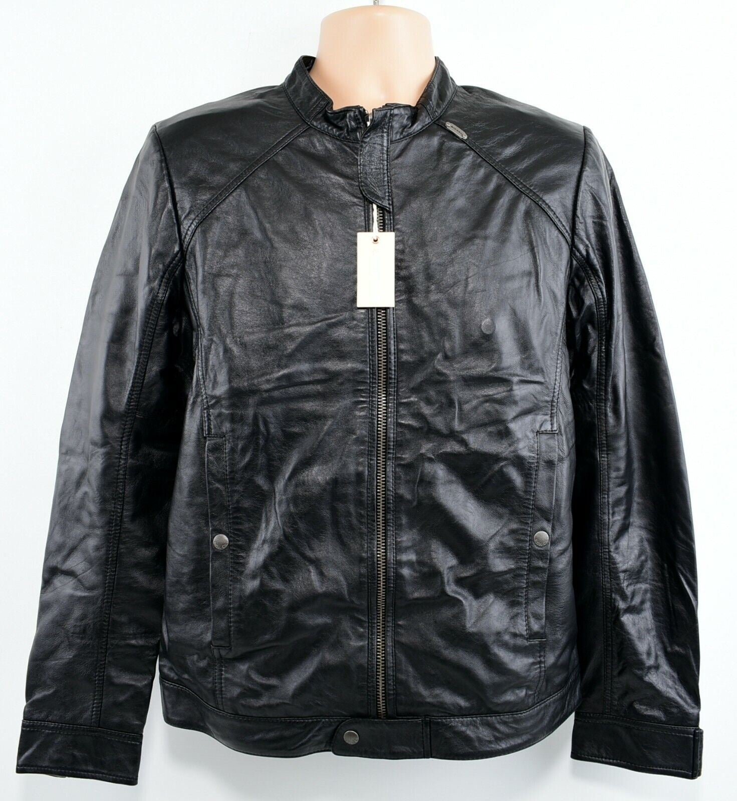 DIESEL Men's Black Genuine Leather Jacket, size M