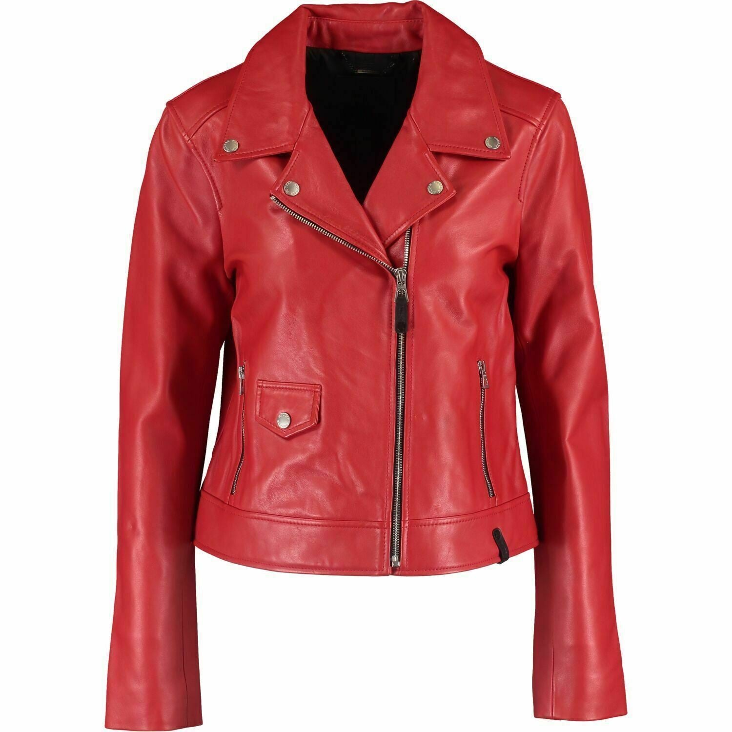 RUDSAK - MAHIRA Women's Red Genuine Leather Biker Jacket, size XS