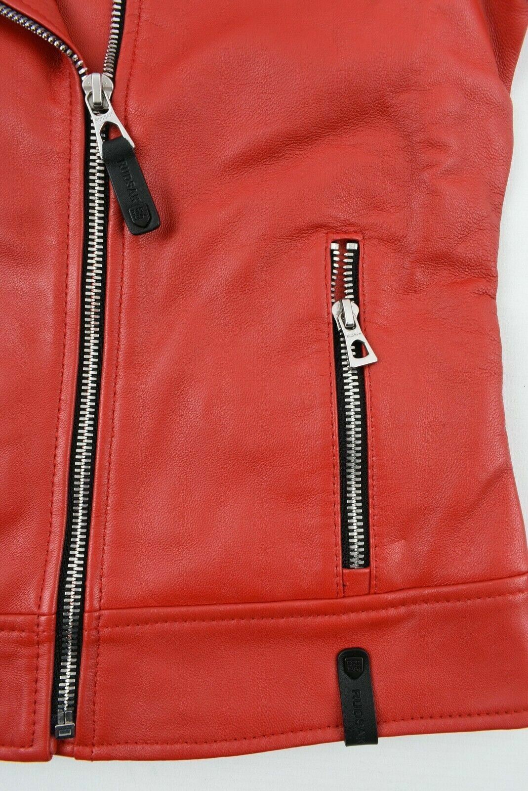 RUDSAK - MAHIRA Women's Red Genuine Leather Biker Jacket, size XS