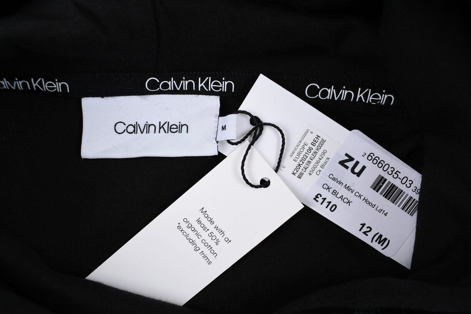 CALVIN KLEIN Women's Mini CK Cropped Hoodie Sweatshirt, Black, size M (UK 12)