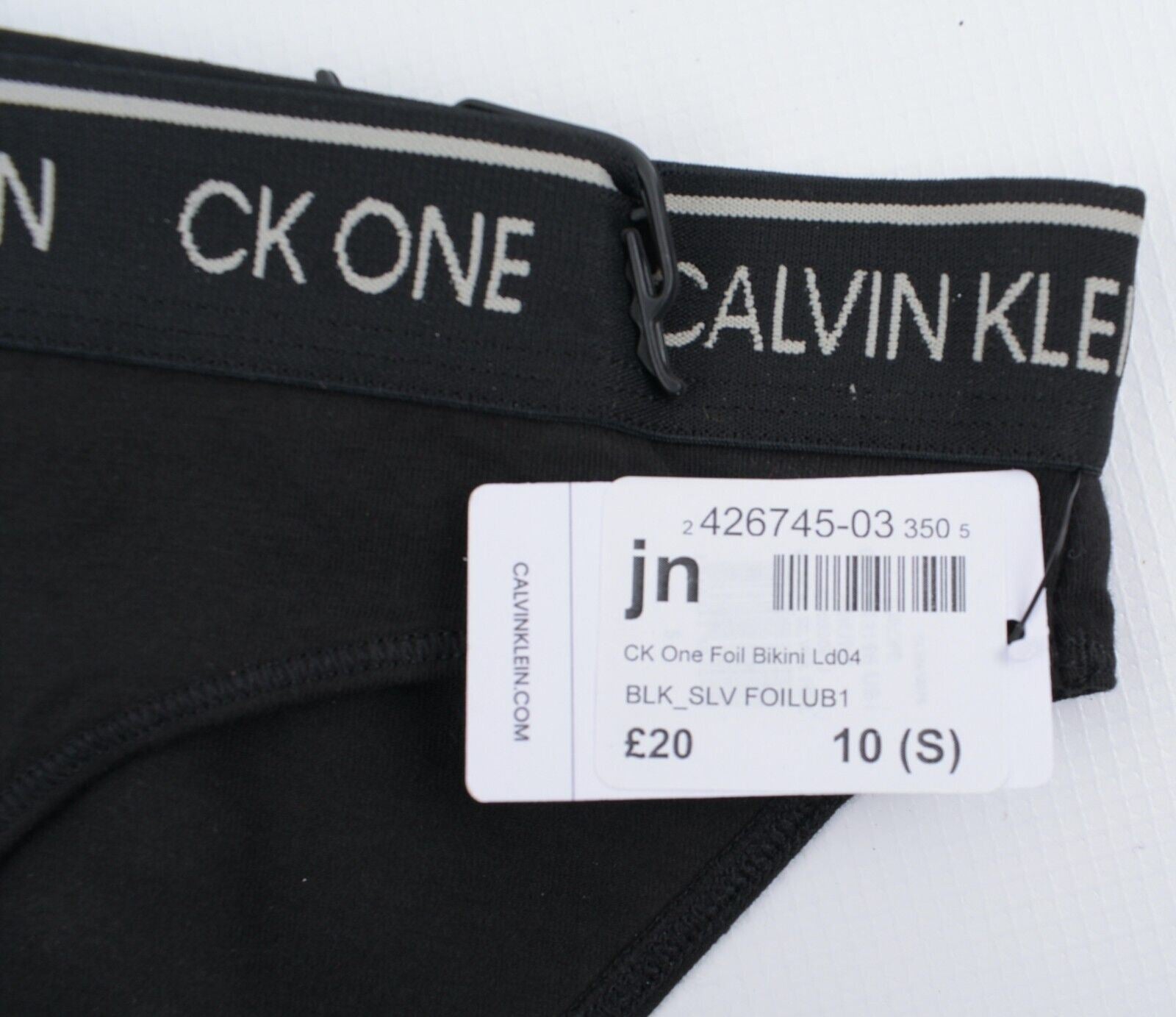 CALVIN KLEIN Underwear: CK ONE Women's Foil Bikini Briefs, Black, size S (UK 10)