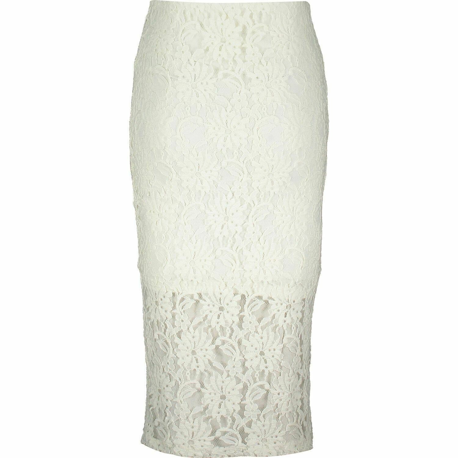 Superdry Womens Off white Lace Pencil Skirt  Size XS Extra Small RRP Â£34.99
