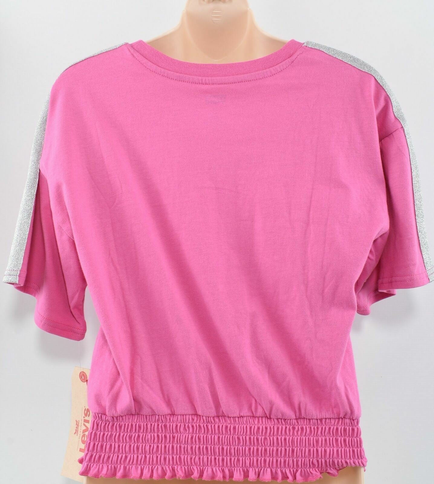 LEVI'S Girls Pink Cropped Short Sleeve Crew Neck T-Shirt- size 14 years