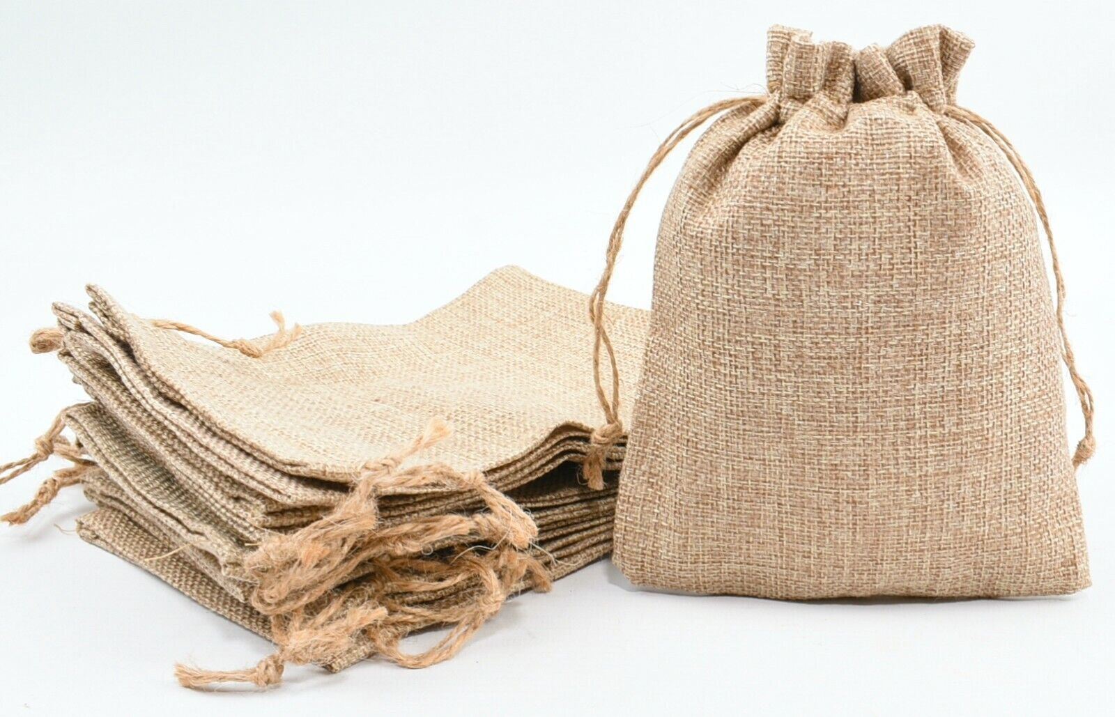 14x JUTE BURLAP DRAWSTRING BAGS Pouch Wedding Favour Gift Sacks - 13x18cm