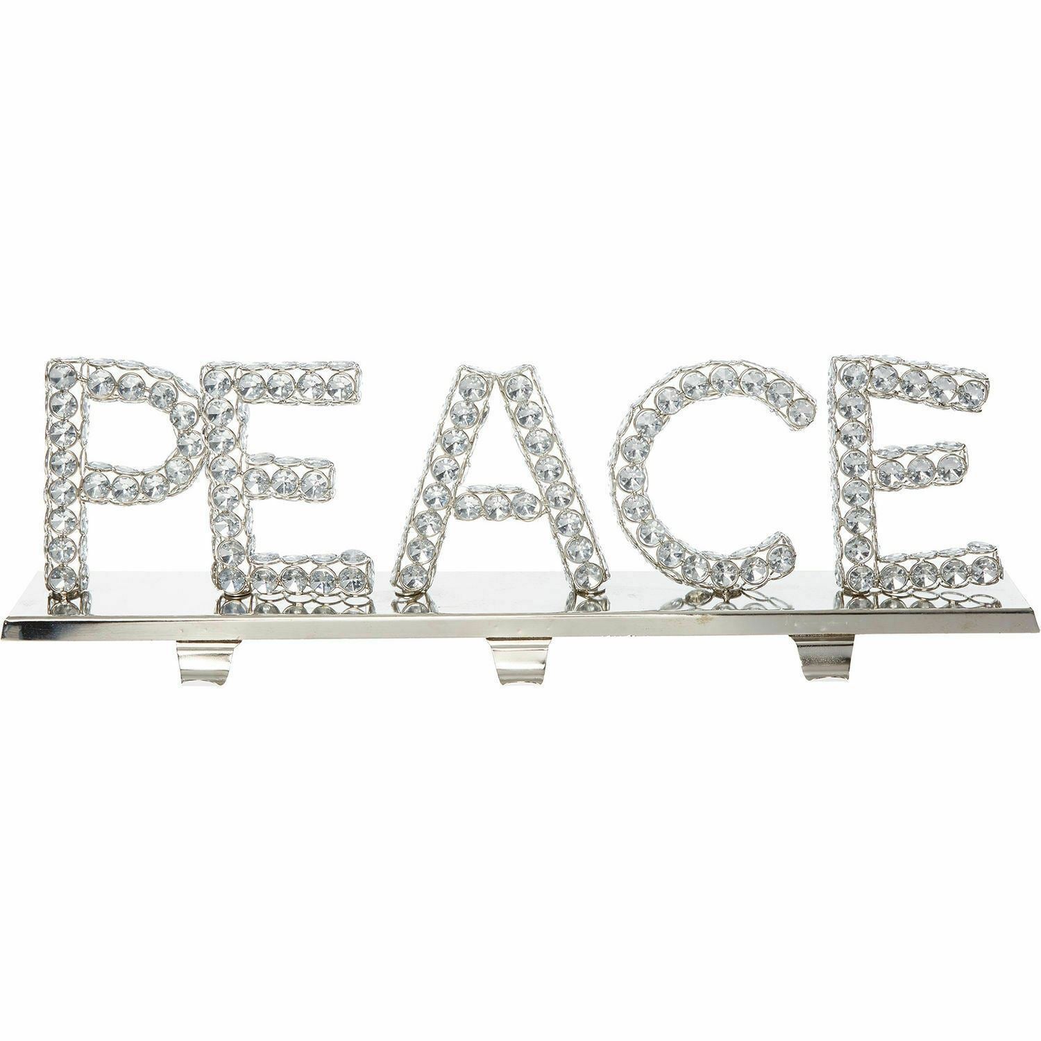 PEACE Silver Tone & Crystal Hanger Shabby Chic Ornament/Shelf 17x57cm