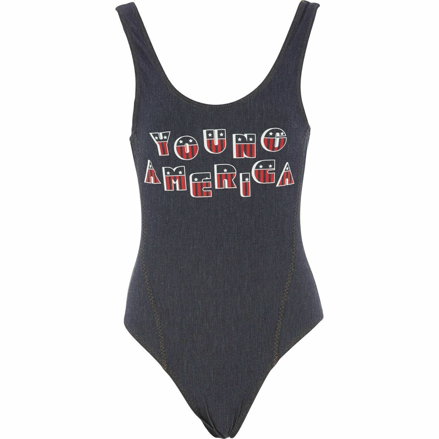 TOMMY X GIGI Women's Dark Blue Denim Young America Swimsuit size UK 14