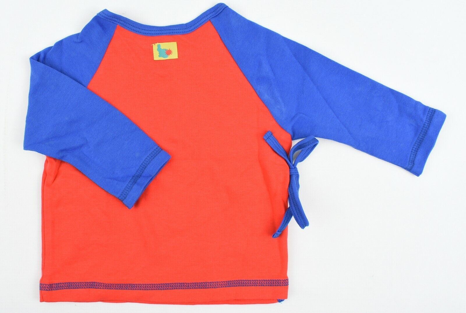 GREEN RABBIT Baby Wrap Around Top, Red/Blue, MADE IN UK, size 12-18 months