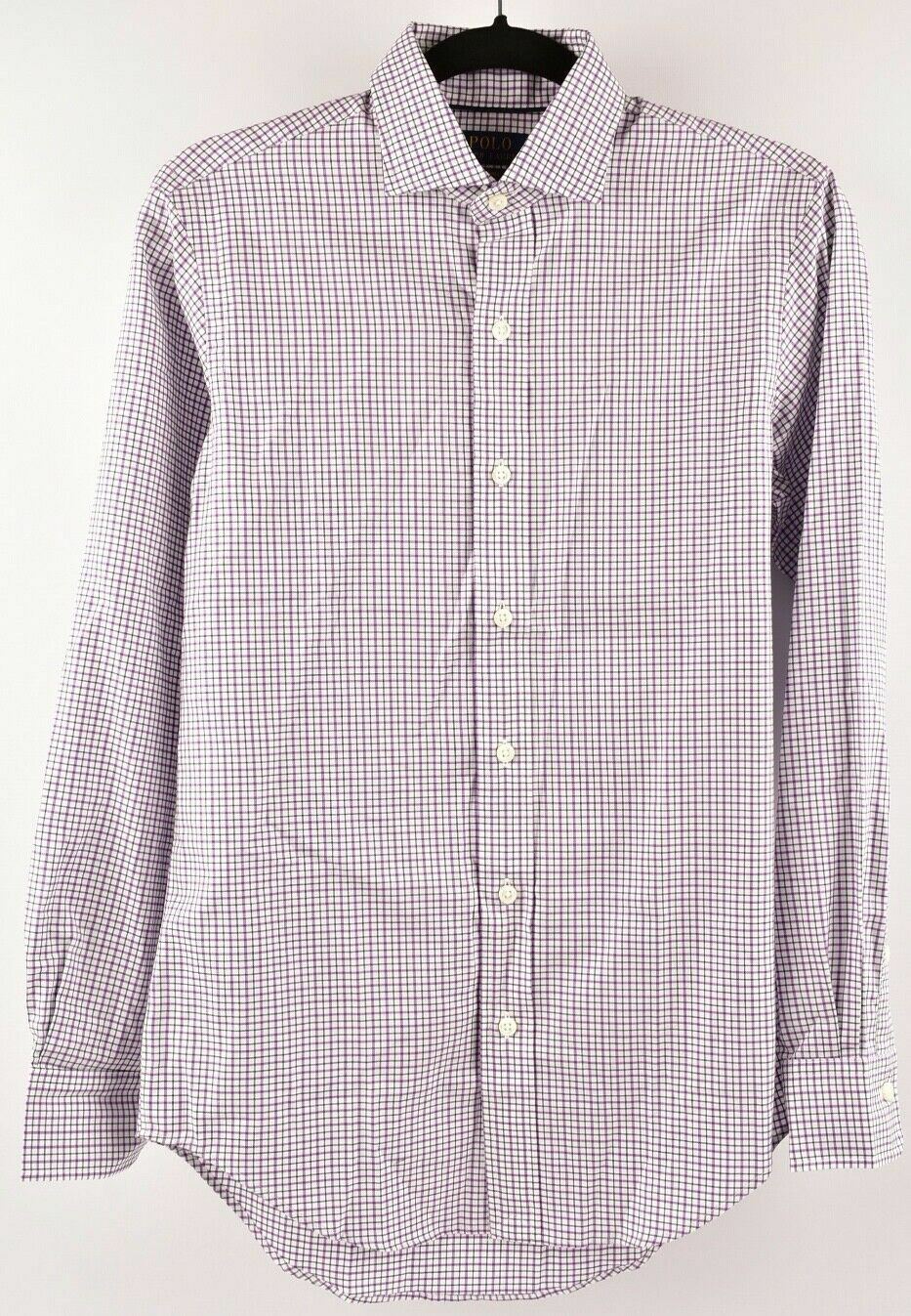 POLO RALPH LAUREN RL TWILL Mens Classic Shirt, Purple Checked, size XS size S