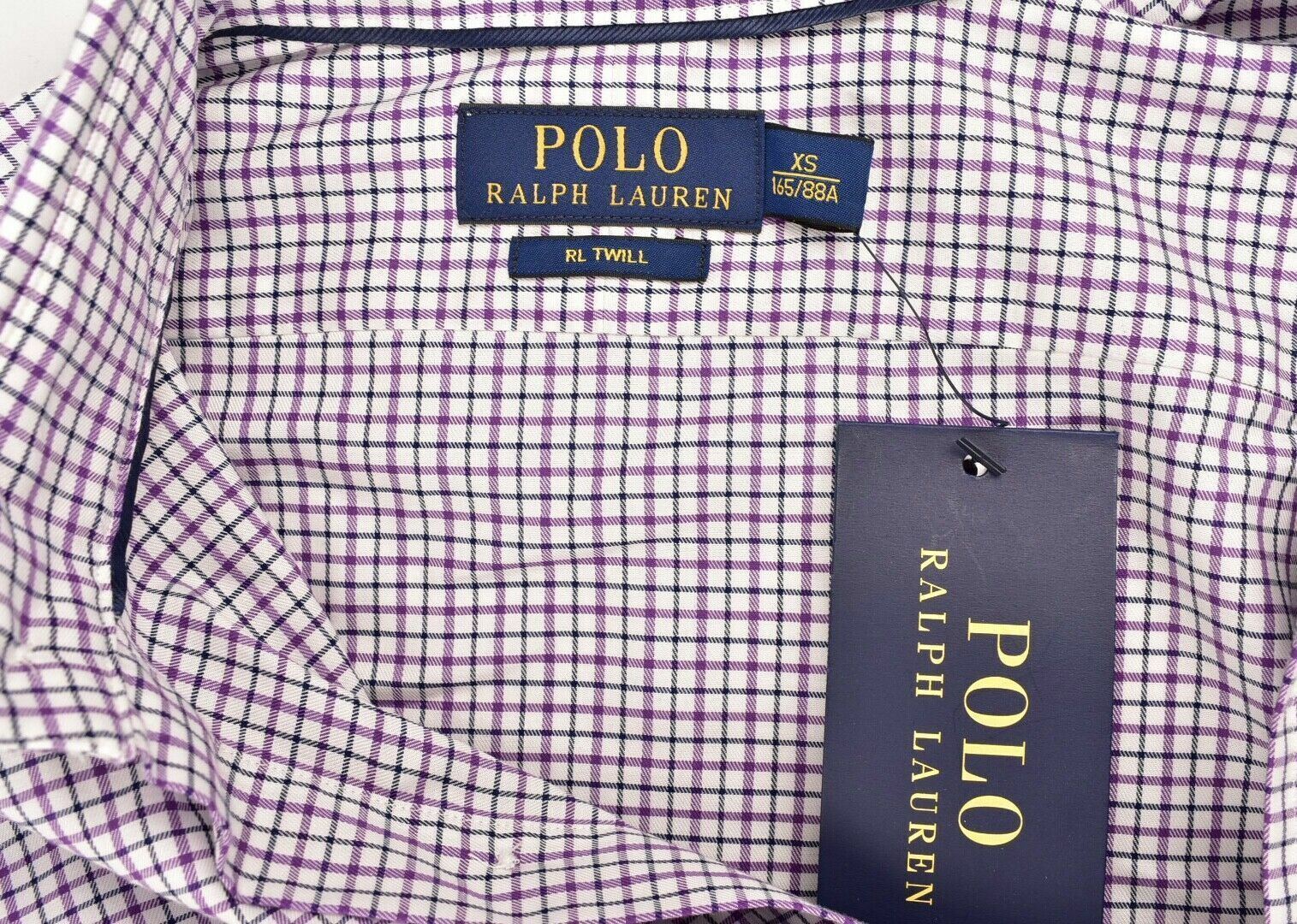 POLO RALPH LAUREN RL TWILL Mens Classic Shirt, Purple Checked, size XS size S