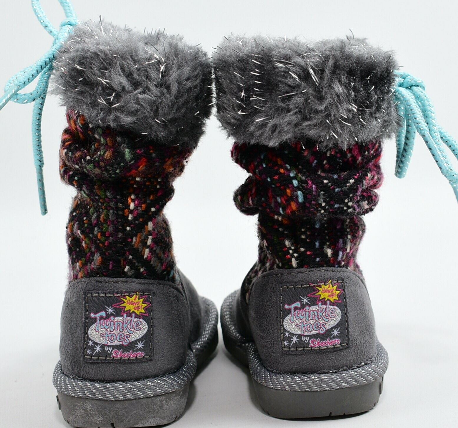 SKECHERS Twinkle Toes Girls' Light Up Boots, Grey/Multi, infant UK 4 / EU 21