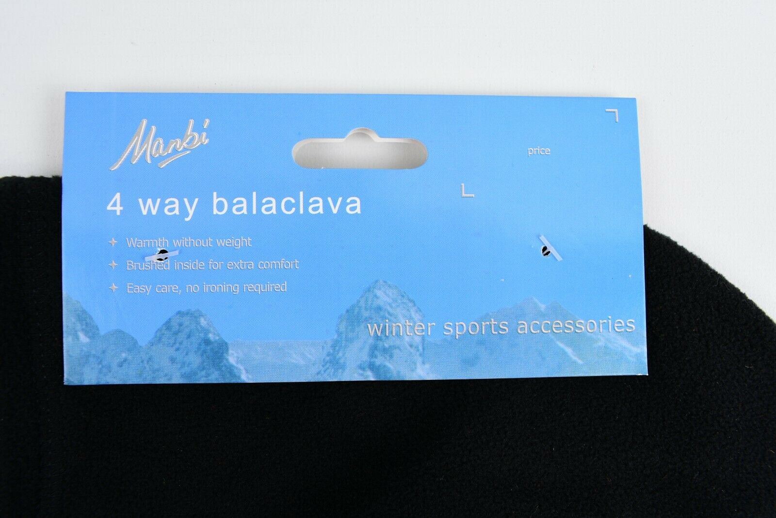 MANBI 4-way Microfleece Balaclava, Skiing/Snowboarding, Unisex, Black