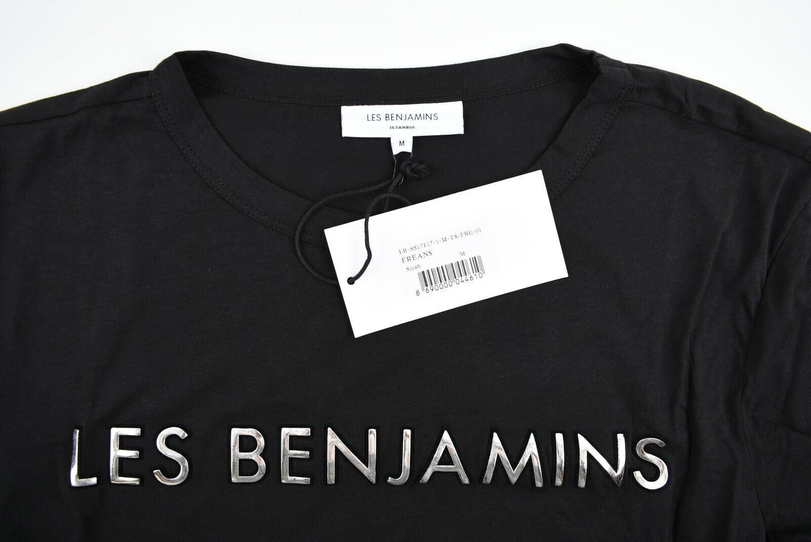 LES BENJAMINS Men's Black & Logo Cotton T-shirt, size M