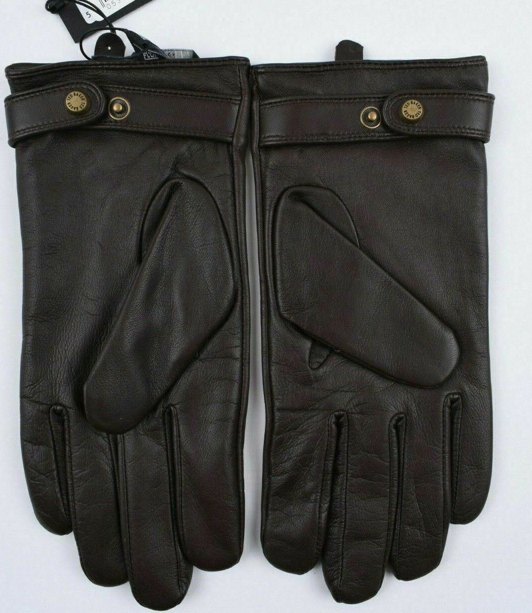 TED BAKER Mens Core Stitch Chocolate Brown Leather Gloves, size Small label S/M