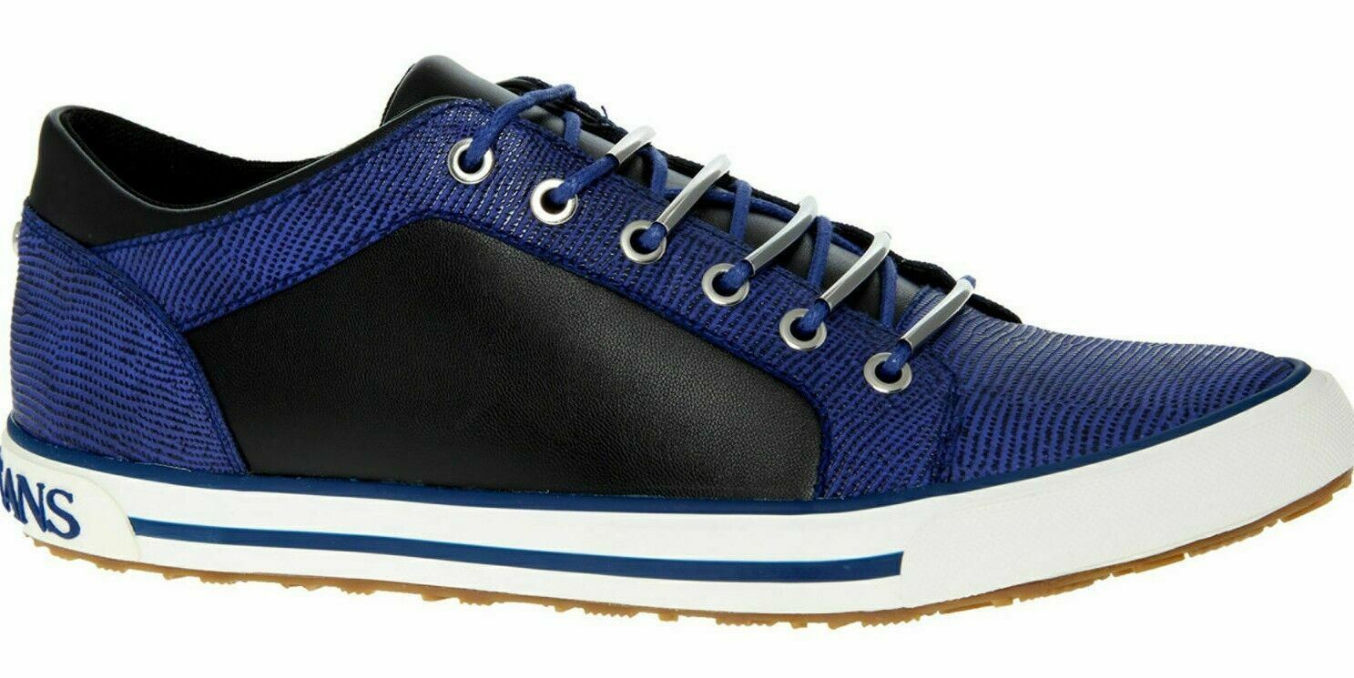 ARMANI JEANS Women's Reptile Effect Trainers Sneakers, Blue/Black, UK 5 / EU 38