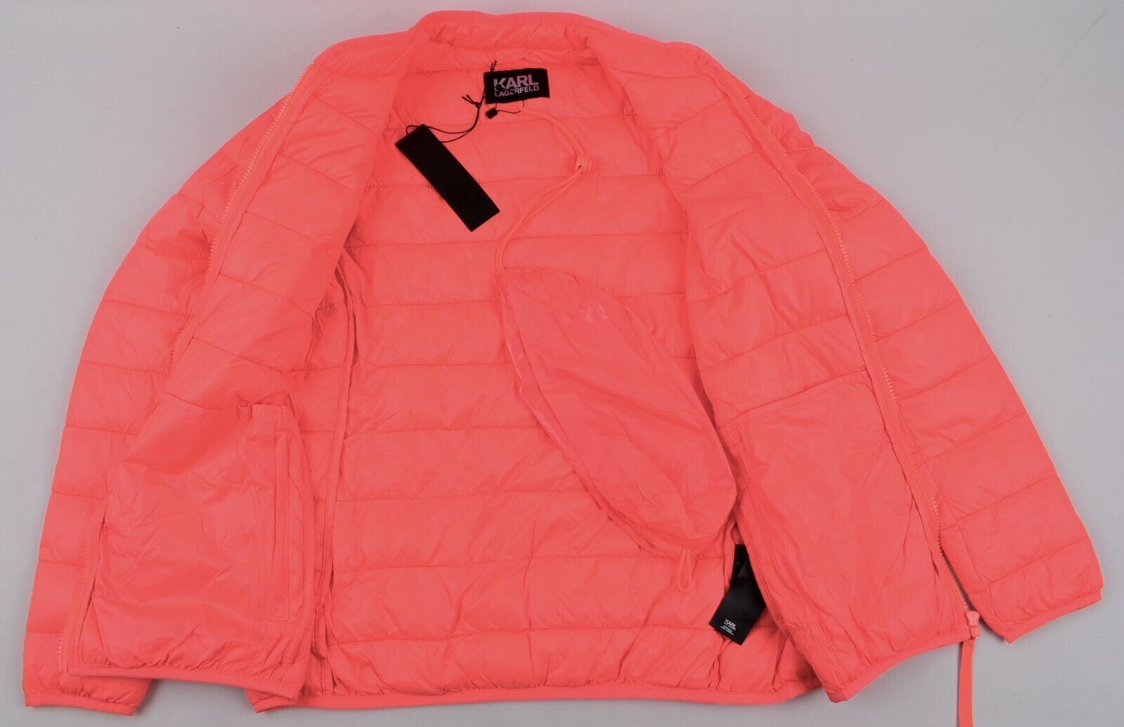 KARL LAGERFELD Women's Packable Padded Jacket, Neon Orange, size L