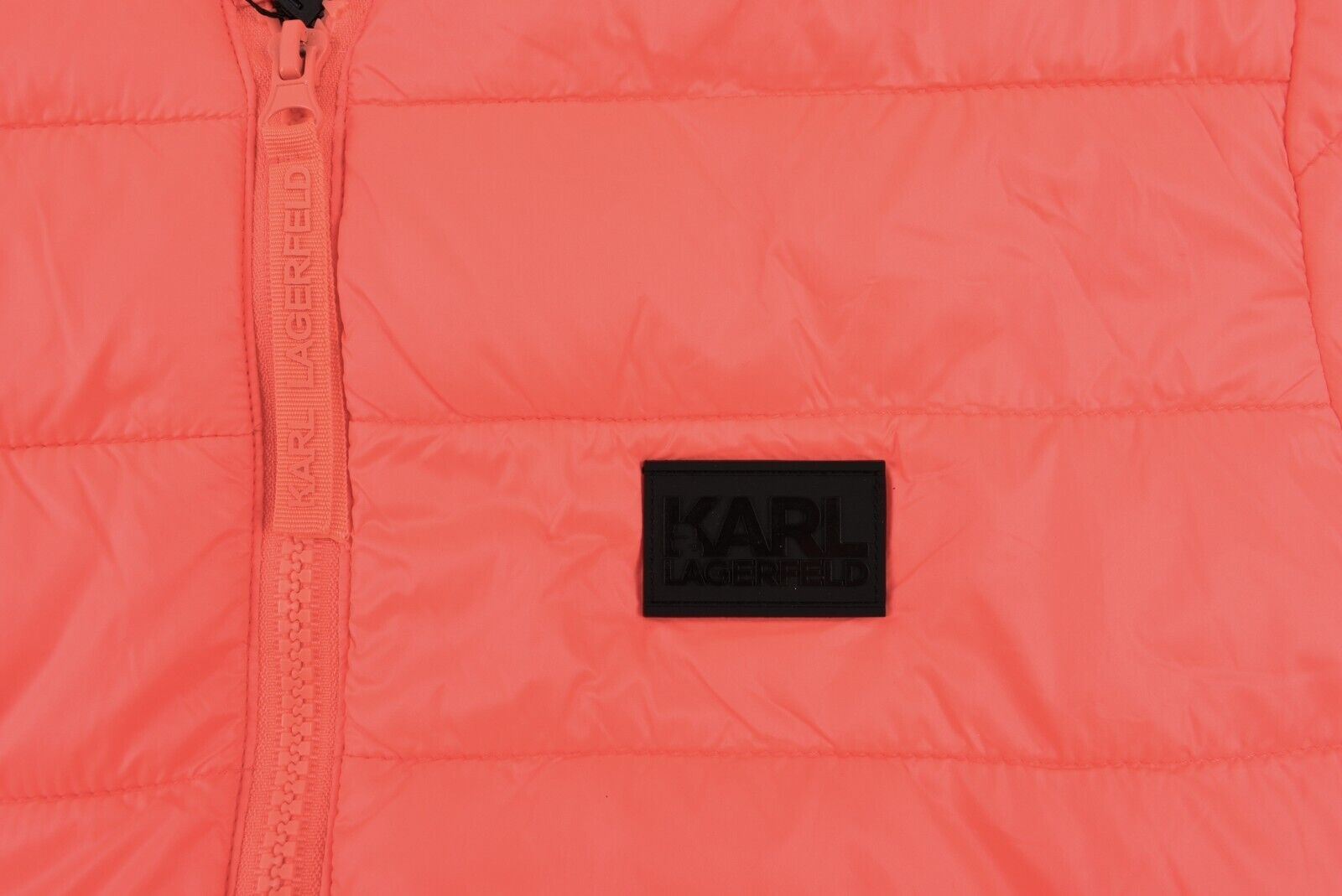 KARL LAGERFELD Women's Packable Padded Jacket, Neon Orange, size L