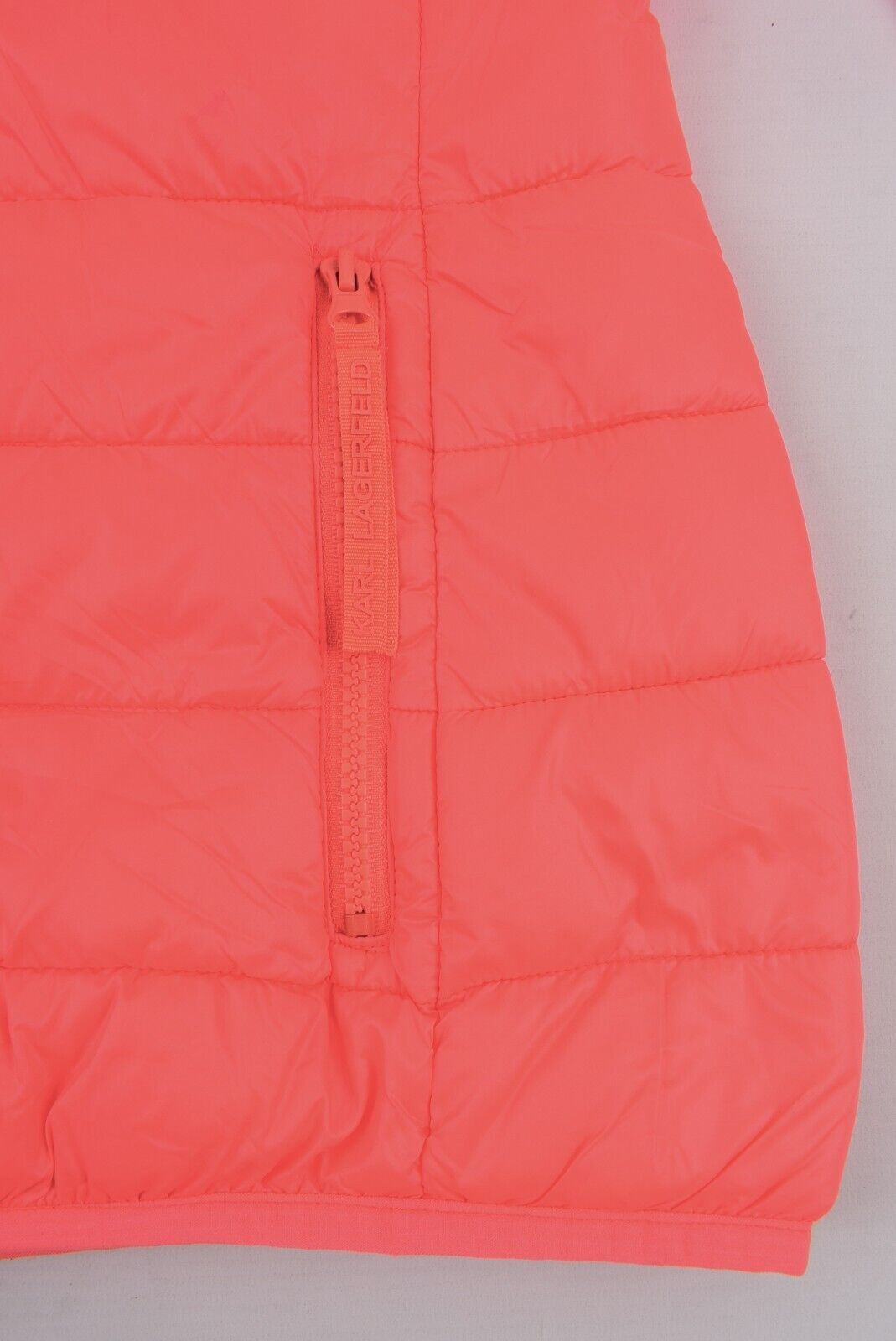 KARL LAGERFELD Women's Packable Padded Jacket, Neon Orange, size L