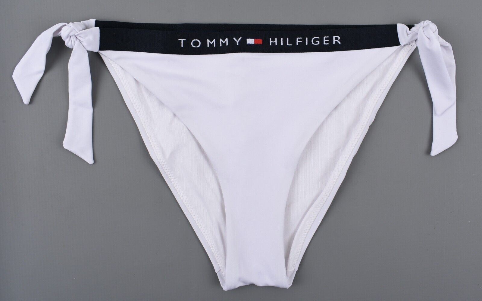 TOMMY HILFIGER Swimwear: Women's Side Tie Cheeky Bikini, White, size M (UK 12)