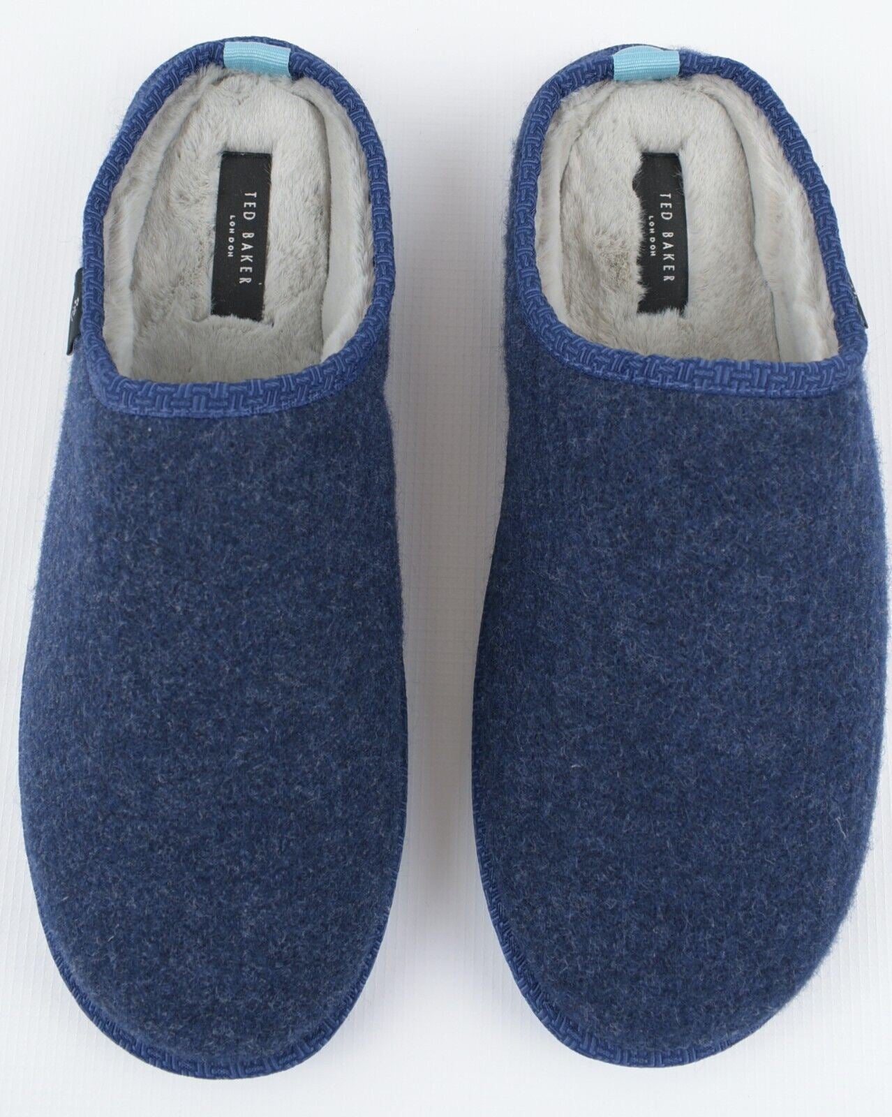 TED BAKER Men's SIMONN Felt Mulet Sole Slippers, Blue, size UK 12 /EU 46