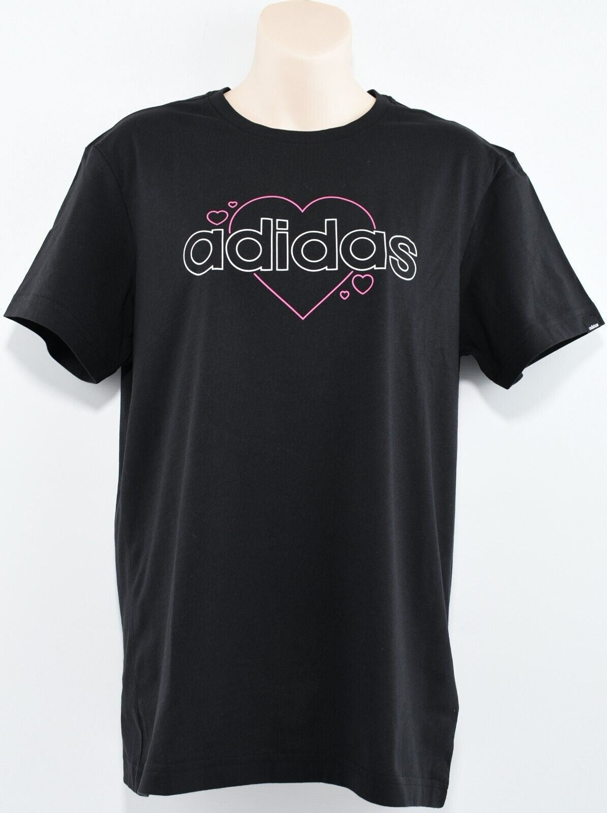 ADIDAS Women's Linear Love Logo Crew Neck T-shirt, Tee, Black, size XS (UK 4-6)