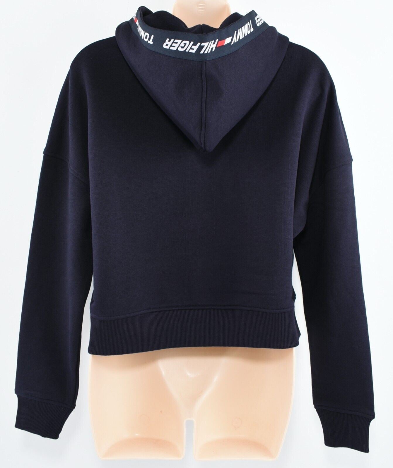 TOMMY HILFIGER Women's Cropped Logo Hoodie, Organic Cotton, Blue, size S (UK 10)