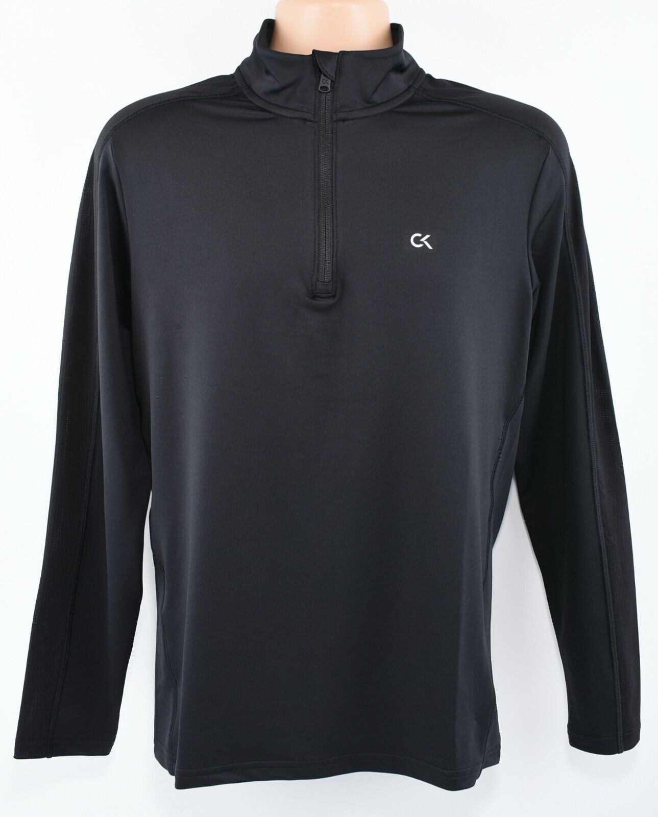 CALVIN KLEIN Performance Men's 1/4 Zip Neck Long Sleeve Top, Black, size M