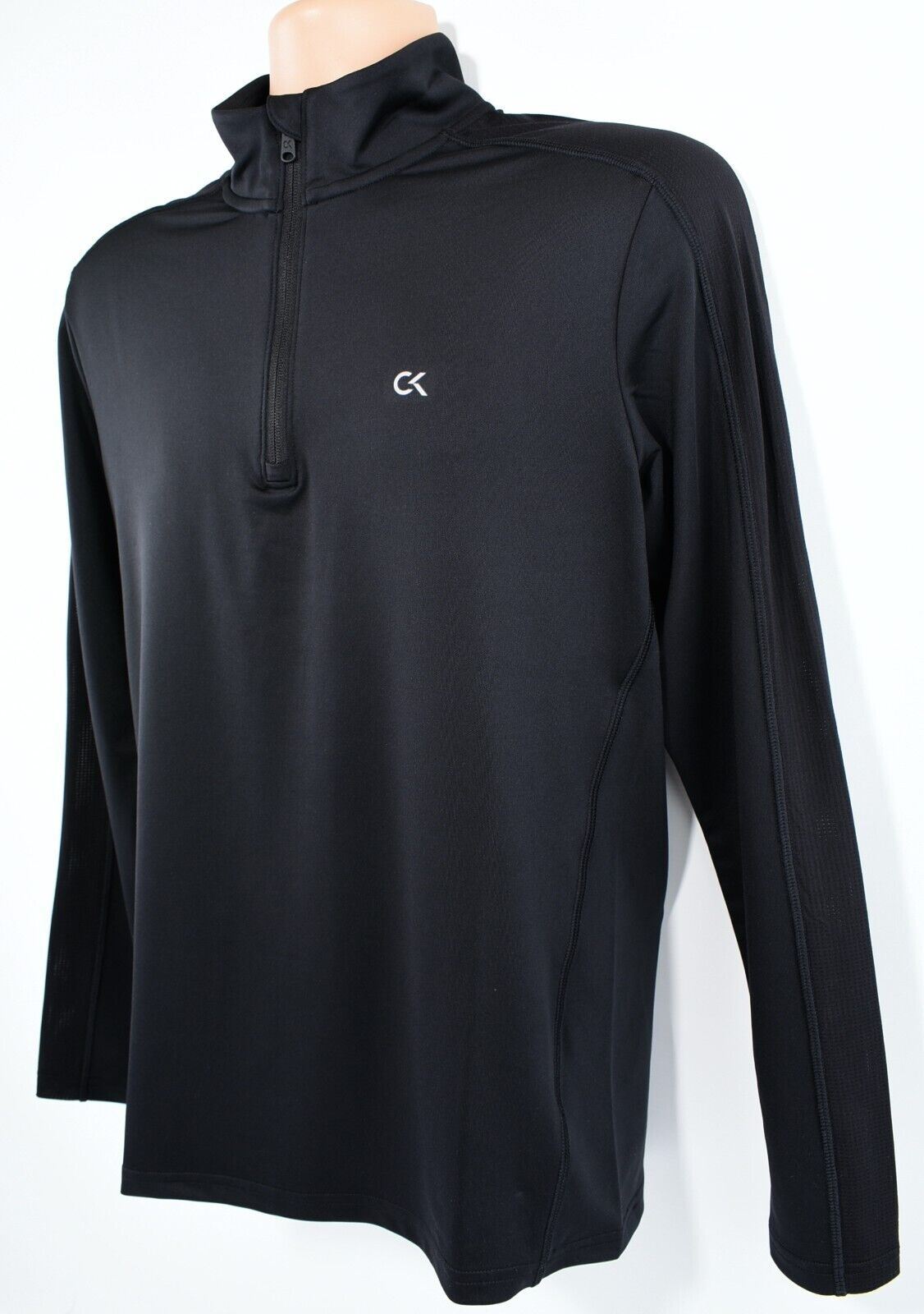 CALVIN KLEIN Performance Men's 1/4 Zip Neck Long Sleeve Top, Black, size M