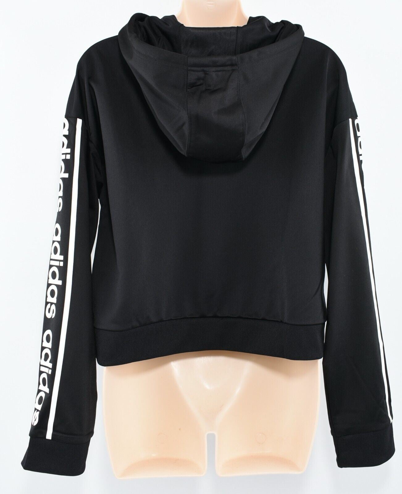 ADIDAS Women's 1/4 Zip Cropped Logo Hoodie, Black, size S /UK 8-10