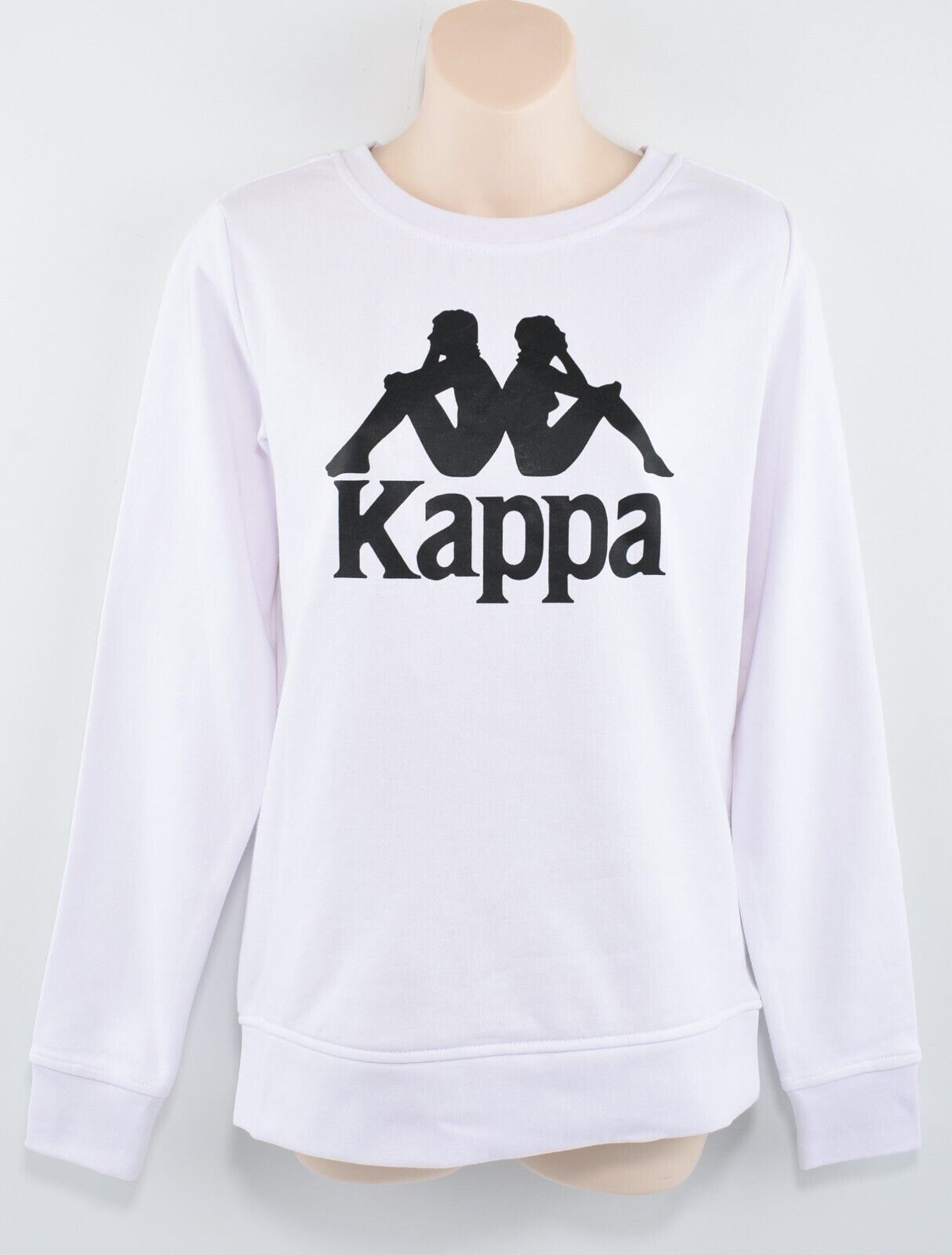KAPPA Women's Zemin Crew Slim Fit Sweatshirt, White/Black Logo, size XS (UK 8)