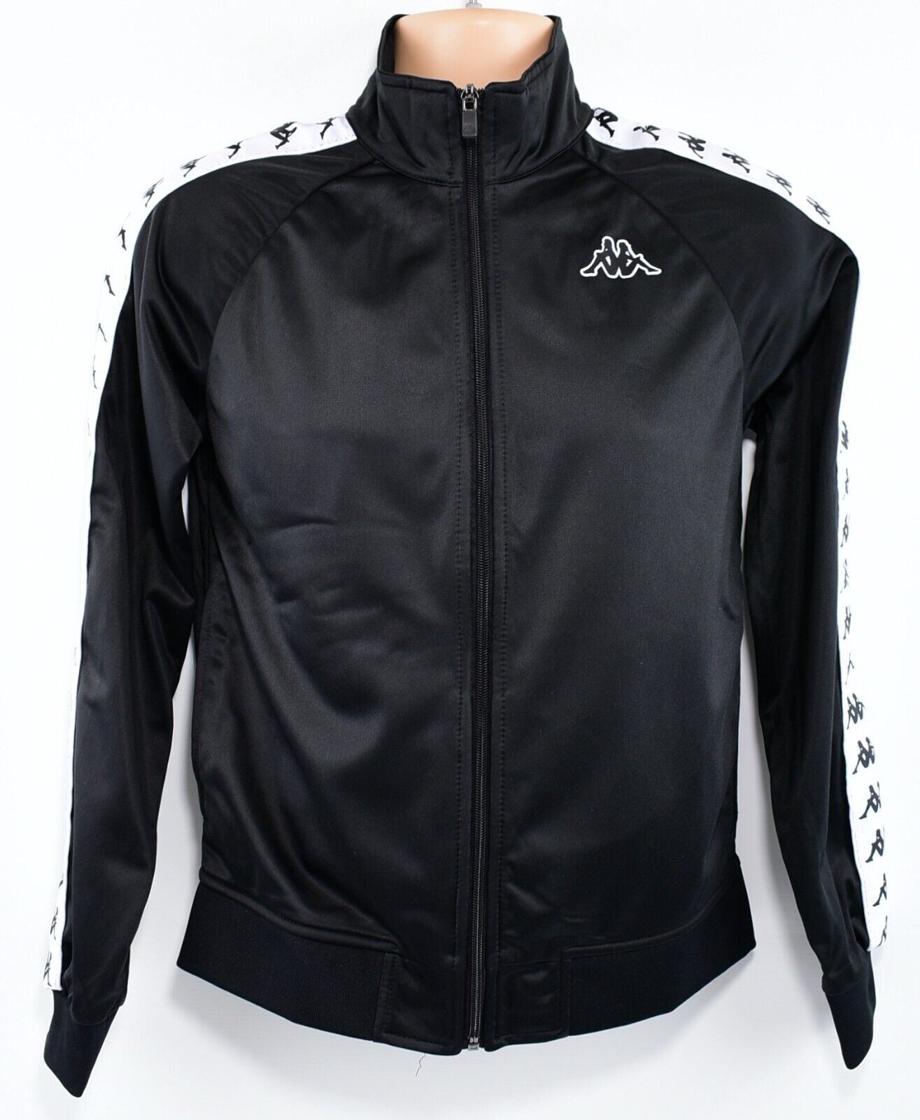 KAPPA Men's Full Zip Track Jacket, Track Suit Top,  SLIM FIT, Black, size MEDIUM