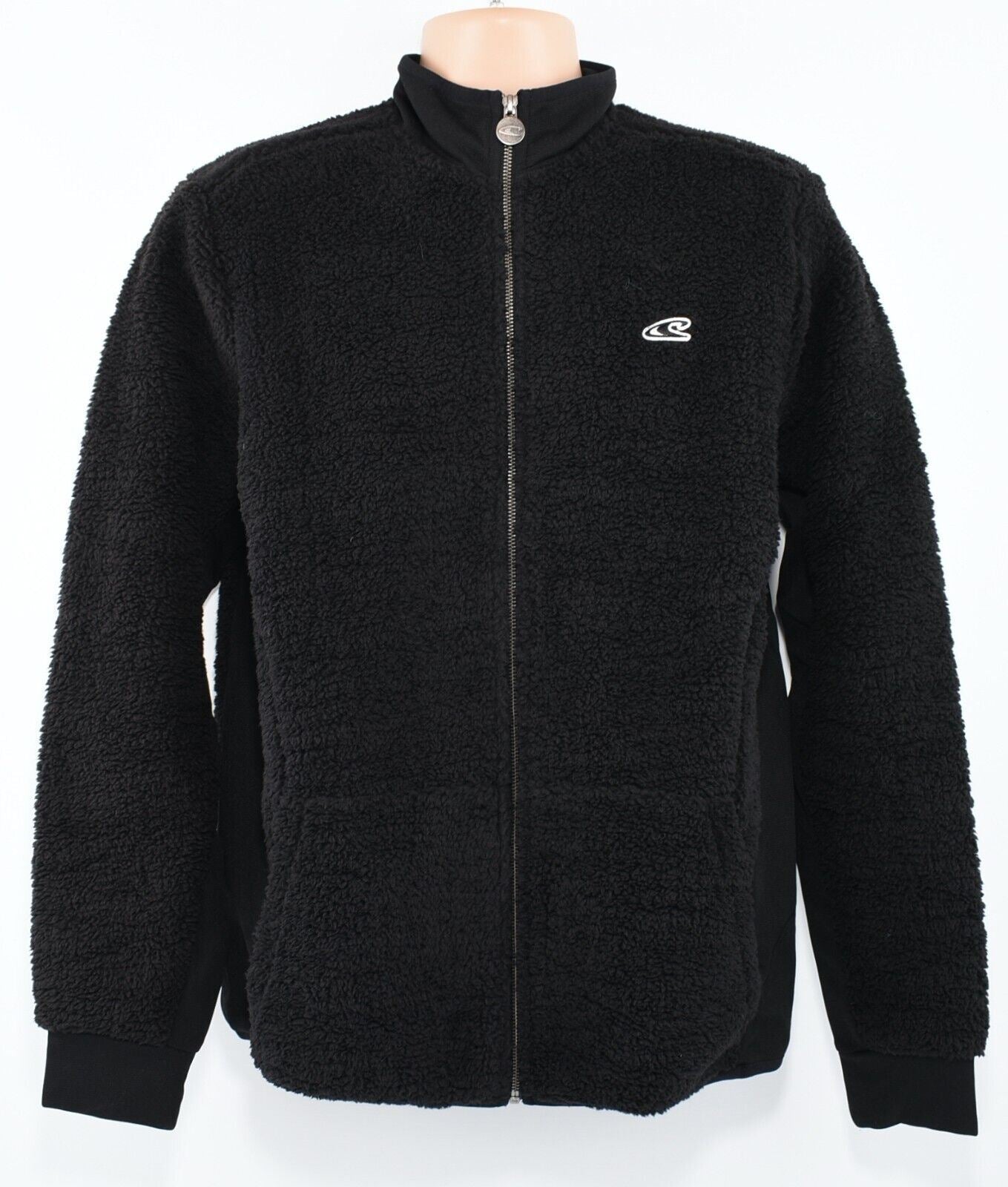 O'NEILL Men's Full Zip Sherpa Teddy Fleece Jacket, Black, size SMALL