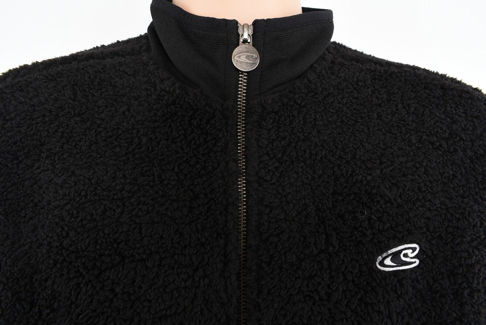 O'NEILL Men's Full Zip Sherpa Teddy Fleece Jacket, Black, size SMALL