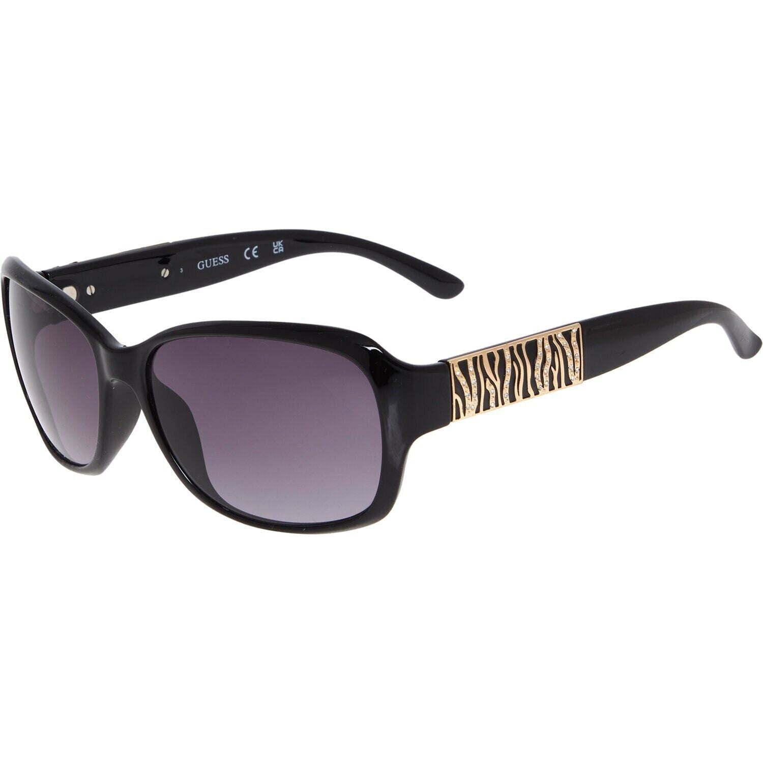 GUESS Women's Black Frame Sunglasses, Embellished Arms, GF0395