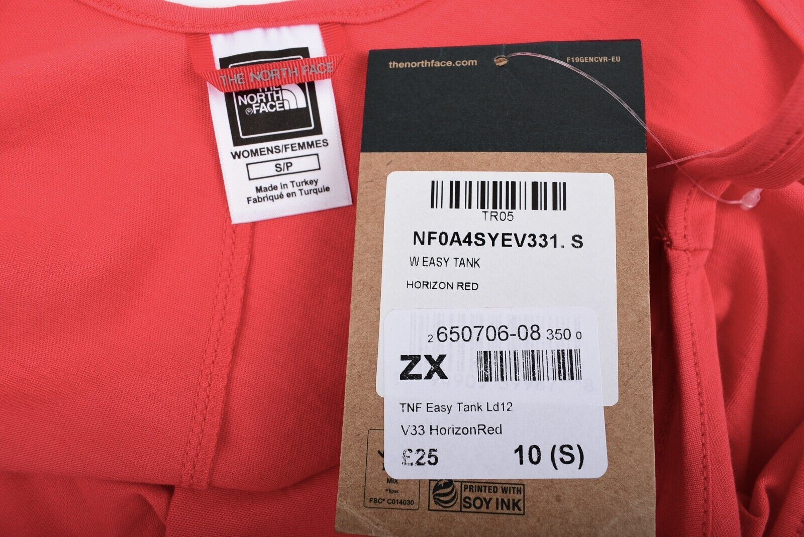 THE NORTH FACE Women's EASY TANK Sleeveless Tank Top, Horizon Red size S (UK 10)