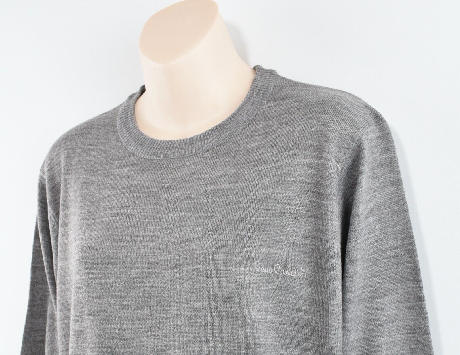 PIERRE CARDIN Men's Lightweight Knit Jumper, Grey Marl, size SMALL