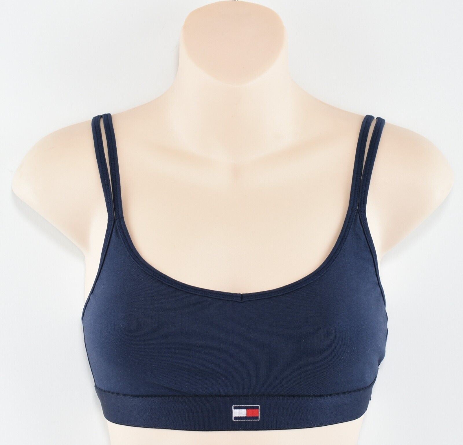 TOMMY HILFIGER Women's Flag Logo Bralette, Navy Blue, size M (UK 12)