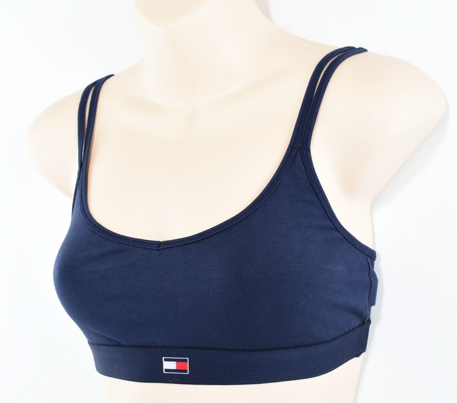 TOMMY HILFIGER Women's Flag Logo Bralette, Navy Blue, size M (UK 12)