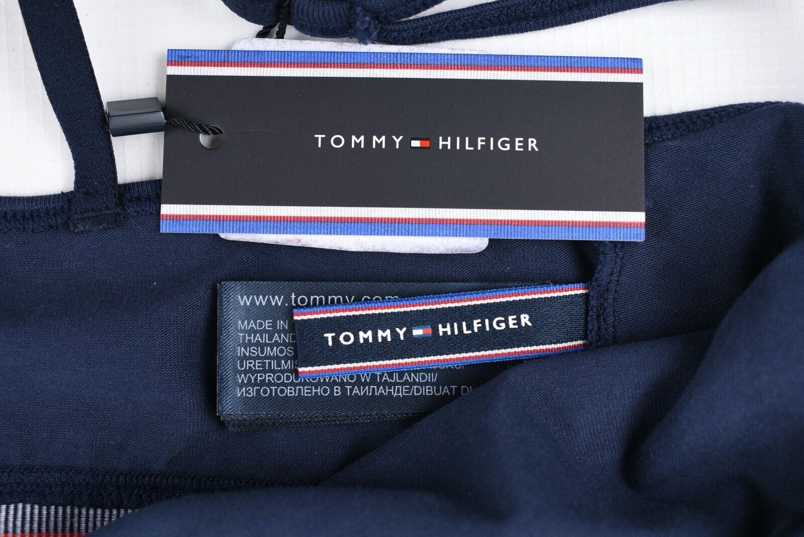 TOMMY HILFIGER Women's Flag Logo Bralette, Navy Blue, size M (UK 12)